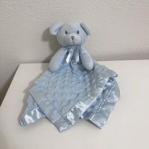 Pro Goleem Blue Teddy Bear Minky Dot Security Blanket Lovey Lovie Satin Trim